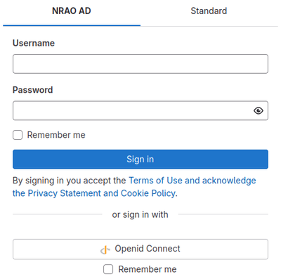 Login screen for NRAO Gitlab