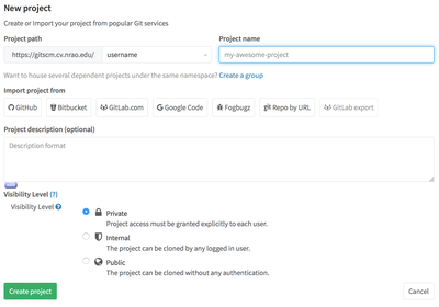 Gitlab new project