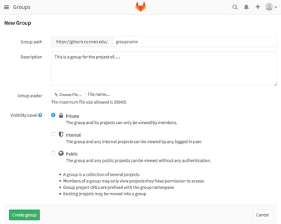Gitlab new group
