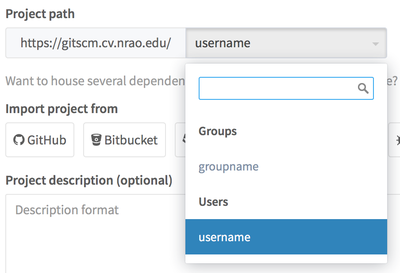 Gitlab project namespace selector